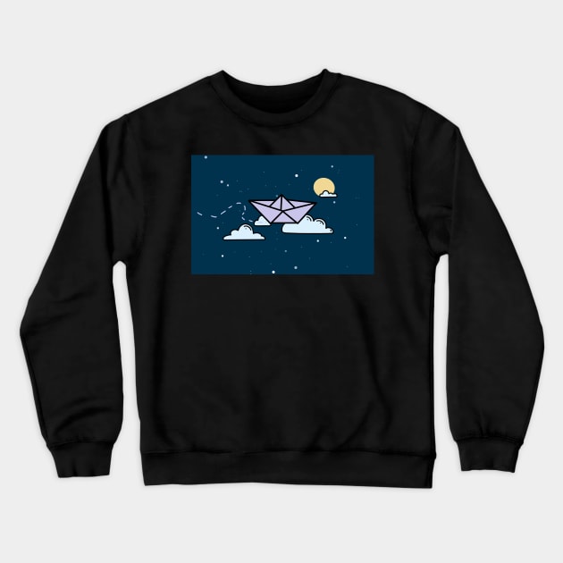 Flying origami boat Crewneck Sweatshirt by AikoAthena